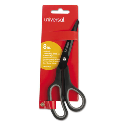 Image of Universal® Industrial Carbon Blade Scissors, 8" Long, 3.5" Cut Length, Crane-Style Black/Gray Handle