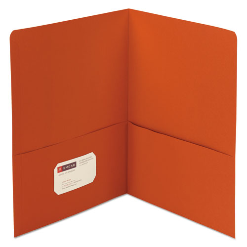 Image of Smead Two-Pocket Folder, Textured Paper, 100-Sheet Capacity, 11 X 8.5, Orange, 25/box