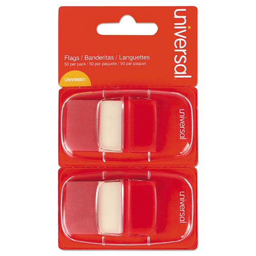 Image of Universal® Page Flags, Red, 50 Flags/Dispenser, 2 Dispensers/Pack