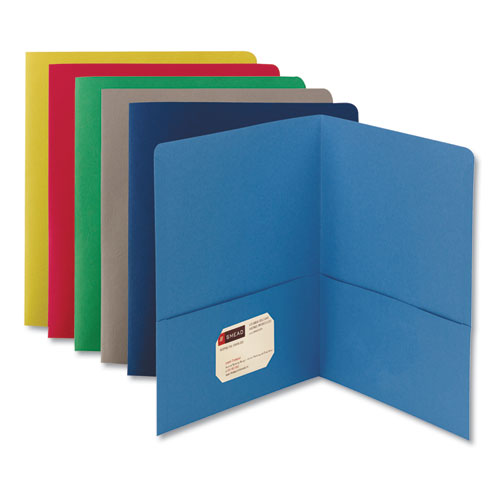 Image of Smead Two-Pocket Folder, Textured Paper, 100-Sheet Capacity, 11 X 8.5, Assorted, 25/box