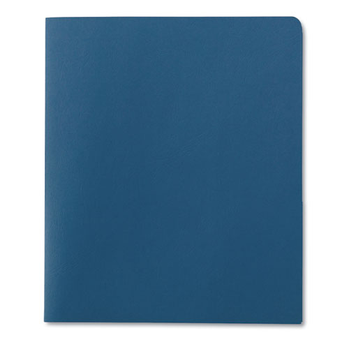 Image of Smead Two-Pocket Folder, Embossed Leather Grain Paper, 100-Sheet Capacity, 11 X 8.5, Blue, 25/box