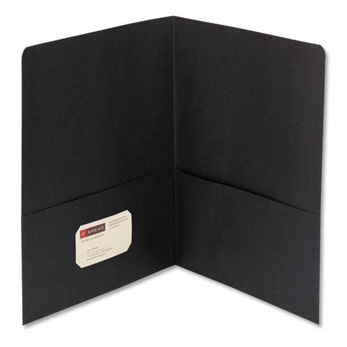 Image of Smead Two-Pocket Folder, Textured Paper, 100-Sheet Capacity, 11 X 8.5, Black, 25/box