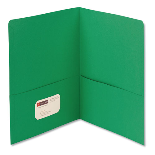 Image of Smead Two-Pocket Folder, Textured Paper, 100-Sheet Capacity, 11 X 8.5, Green, 25/box