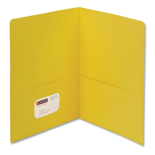 Image of Smead Two-Pocket Folder, Textured Paper, 100-Sheet Capacity, 11 X 8.5, Yellow, 25/box
