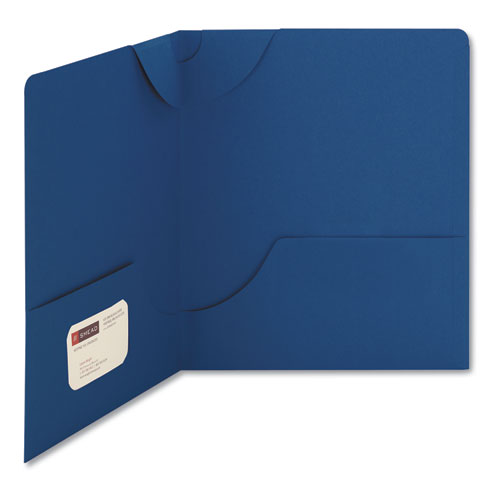 Image of Smead Lockit Two-Pocket Folder, Textured Paper, 100-Sheet Capacity, 11 X 8.5, Dark Blue, 25/box