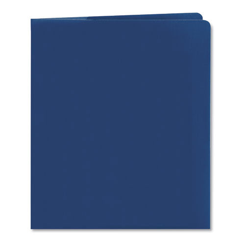 Image of Smead Lockit Two-Pocket Folder, Textured Paper, 100-Sheet Capacity, 11 X 8.5, Dark Blue, 25/box