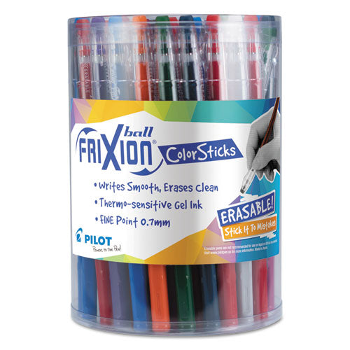 Image of Pilot® FriXion ColorSticks Erasable Gel Pen, Stick, Fine 0.7 mm, Assorted Ink and Barrel Colors, 36/Pack