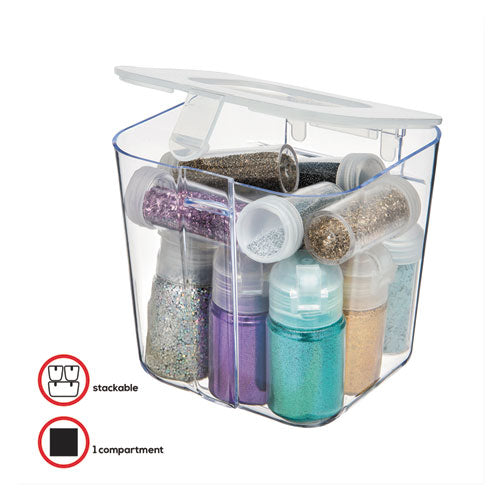 Image of deflecto® Stackable Caddy Organizer, Small, Plastic, 4.33 x 4 x 4.38, White