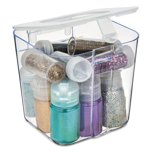 Image of deflecto® Stackable Caddy Organizer, Small, Plastic, 4.33 x 4 x 4.38, White