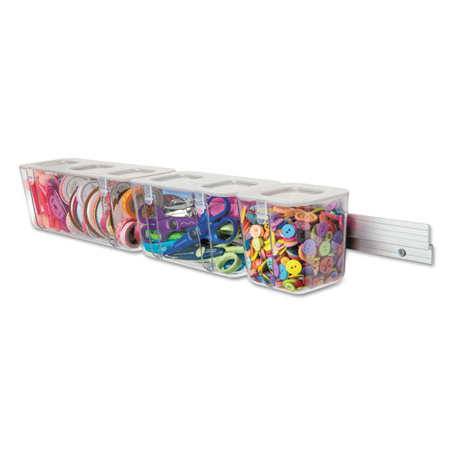 Image of deflecto® Stackable Caddy Organizer, Medium, Plastic, 8.8 x 4 x 4.38, White