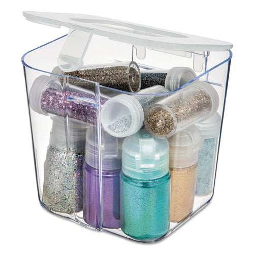 Image of deflecto® Stackable Caddy Organizer, Small, Plastic, 4.33 x 4 x 4.38, White