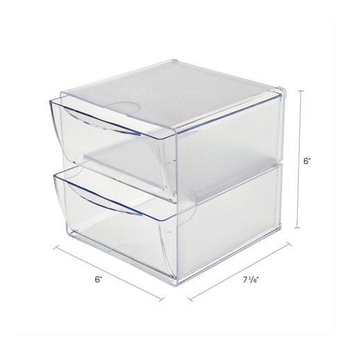 Image of deflecto® Stackable Cube Organizer, 2 Compartments, 2 Drawers, Plastic, 6 x 7.2 x 6, Clear
