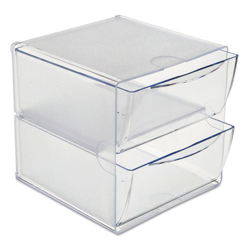 Image of deflecto® Stackable Cube Organizer, 2 Compartments, 2 Drawers, Plastic, 6 x 7.2 x 6, Clear