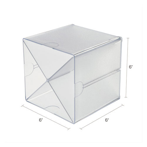 Image of deflecto® Stackable Cube Organizer, X Divider, 4 Compartments, Plastic, 6 x 7.2 x 6, Clear