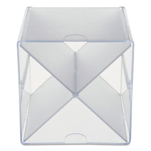 Image of deflecto® Stackable Cube Organizer, X Divider, 4 Compartments, Plastic, 6 x 7.2 x 6, Clear