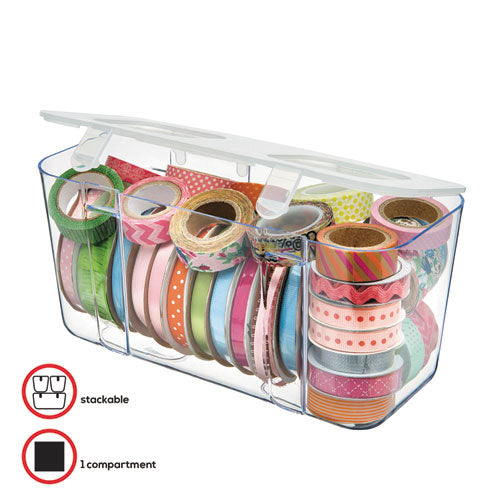Image of deflecto® Stackable Caddy Organizer, Medium, Plastic, 8.8 x 4 x 4.38, White