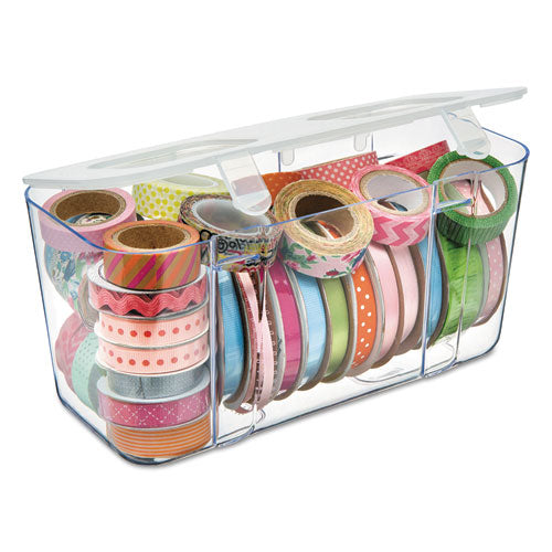 Image of deflecto® Stackable Caddy Organizer, Medium, Plastic, 8.8 x 4 x 4.38, White