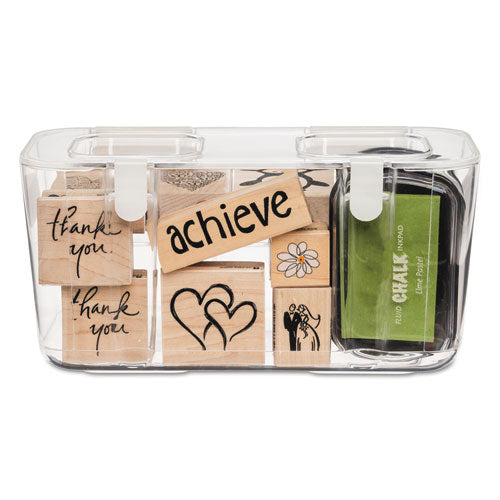 Image of deflecto® Stackable Caddy Organizer, Medium, Plastic, 8.8 x 4 x 4.38, White