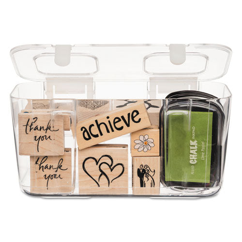 Image of deflecto® Stackable Caddy Organizer, Medium, Plastic, 8.8 x 4 x 4.38, White
