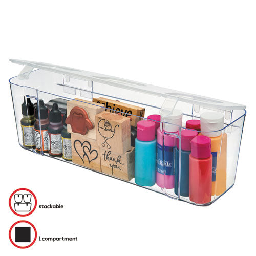 Image of deflecto® Stackable Caddy Organizer, Large, Plastic, 13.24 x 4 x 4.38, White
