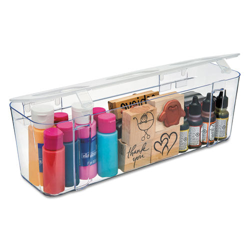 Image of deflecto® Stackable Caddy Organizer, Large, Plastic, 13.24 x 4 x 4.38, White