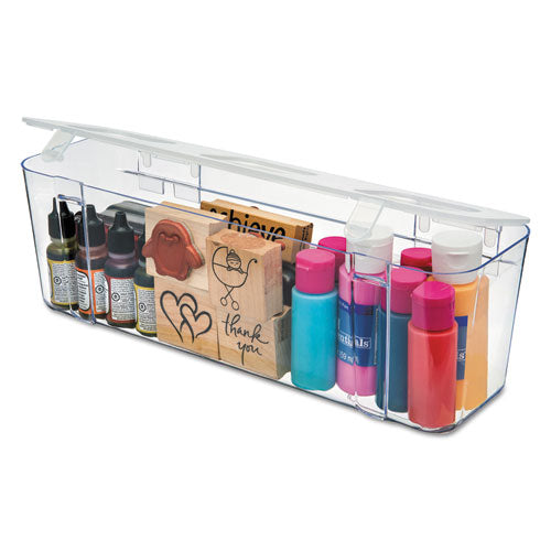 Image of deflecto® Stackable Caddy Organizer, Large, Plastic, 13.24 x 4 x 4.38, White