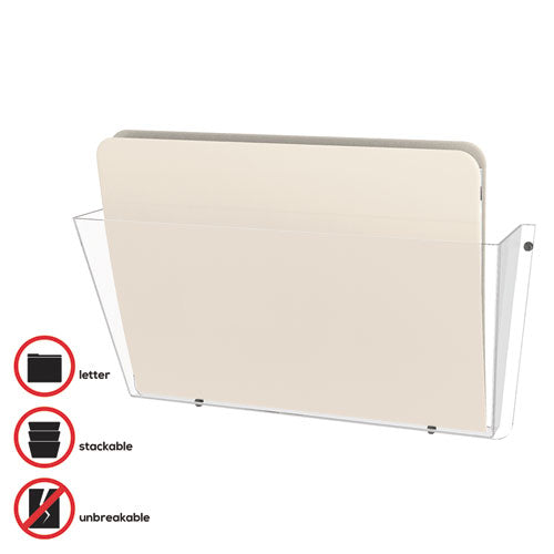 Image of deflecto® Unbreakable DocuPocket Wall File, Letter Size, 14.5" x 3" x 6.5", Clear