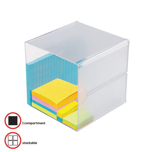 Image of deflecto® Stackable Cube Organizer, 1 Compartment, 6 x 6 x 6, Plastic, Clear