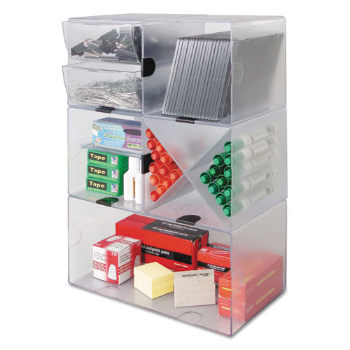 Image of deflecto® Stackable Cube Organizer, 1 Compartment, 6 x 6 x 6, Plastic, Clear