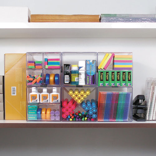 Image of deflecto® Stackable Cube Organizer, 1 Compartment, 6 x 6 x 6, Plastic, Clear