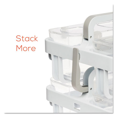 Image of deflecto® Stackable Caddy Organizer with S, M and L Containers, Plastic, 10.5 x 14 x 6.5, White Caddy/Clear Containers