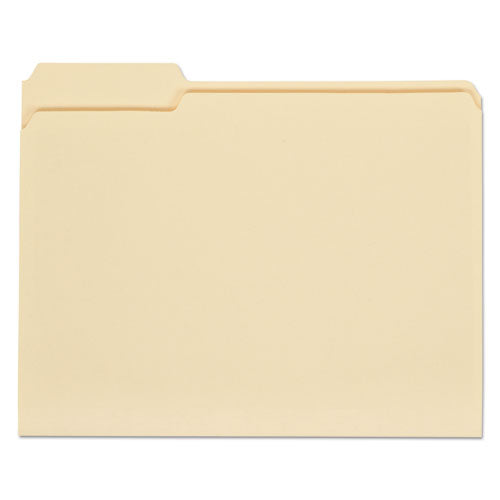 Image of Universal® Top Tab File Folders, 1/3-Cut Tabs: Assorted, Letter Size, 0.75" Expansion, Manila, 100/Box