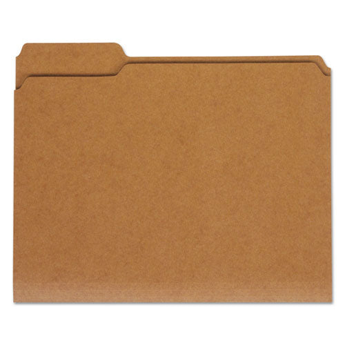 Image of Universal® Reinforced Kraft Top Tab File Folders, 1/3-Cut Tabs: Assorted, Letter Size, 0.75" Expansion, Brown, 100/Box