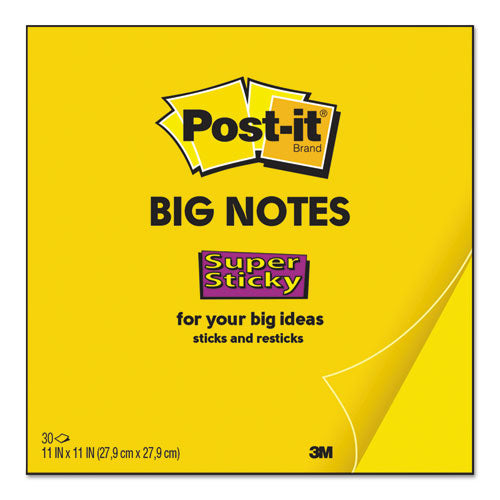 Image of Post-it® Notes Super Sticky Big Notes, Unruled, 11 x 11, Yellow, 30 Sheets