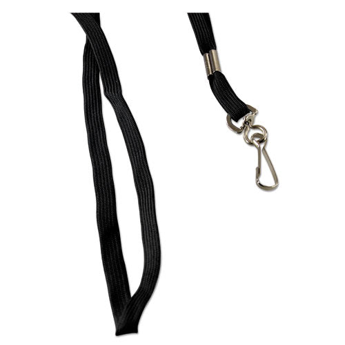 Image of SICURIX® Flat Lanyard, Metal Hook Fastener, 36", Nylon, Black, 100/Pack