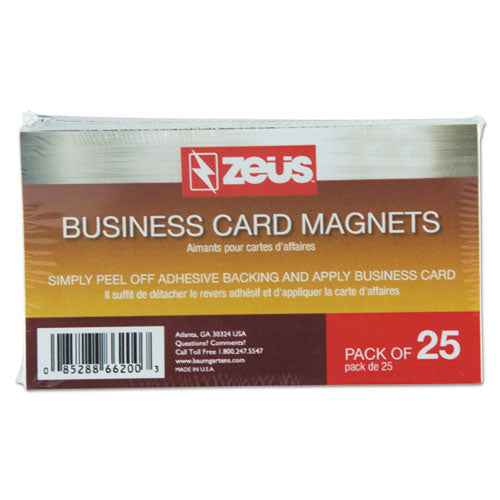 Image of ZEUS® Business Card Magnets, 2 X 3.5, White, Adhesive Coated, 25/pack