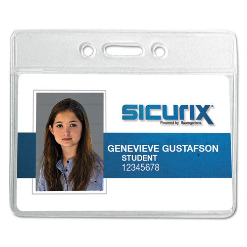 Image of SICURIX® Sicurix Badge Holder, Horizontal, 2.13 X 3.38, Clear, 12/pack