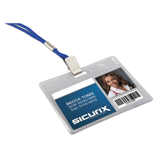 Image of SICURIX® Sicurix Badge Holder, Horizontal, 2.13 X 3.38, Clear, 12/pack