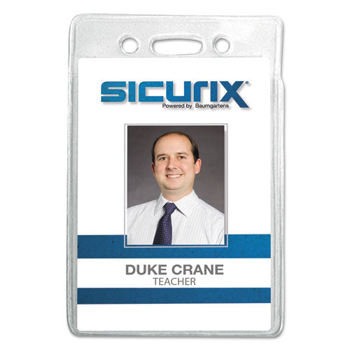 Image of SICURIX® Sicurix Badge Holder, Vertical, 2.75 X 4.13, Clear, 12/pack