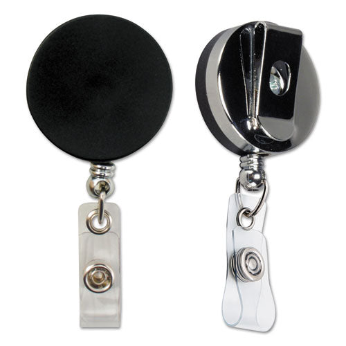 Image of SICURIX® Heavy Duty Id Card Reel, 30" Extension, Black/chrome