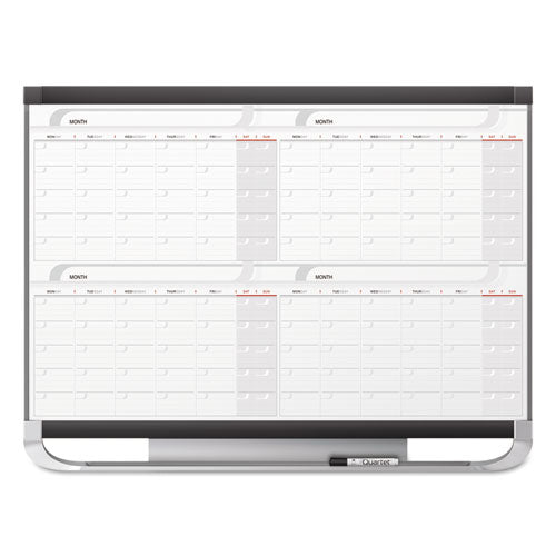 Image of Quartet® Prestige 2 Magnetic Total Erase Four-Month Calendar, 48" x 36", White Surface, Graphite Gray Fiberboard/Plastic Frame
