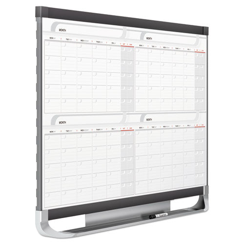 Image of Quartet® Prestige 2 Magnetic Total Erase Four-Month Calendar, 48" x 36", White Surface, Graphite Gray Fiberboard/Plastic Frame