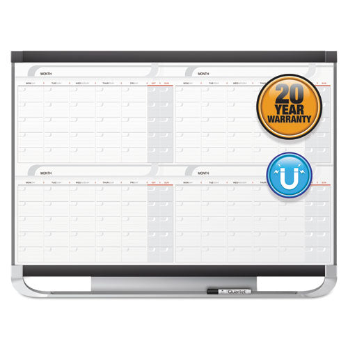Image of Quartet® Prestige 2 Magnetic Total Erase Four-Month Calendar, 48" x 36", White Surface, Graphite Gray Fiberboard/Plastic Frame