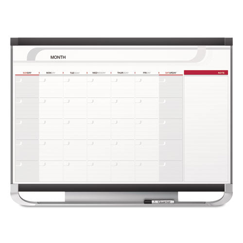 Image of Quartet® Prestige 2 Magnetic Total Erase Monthly Calendar, 36" x 24", White Surface, Graphite Gray Fiberboard/Plastic Frame