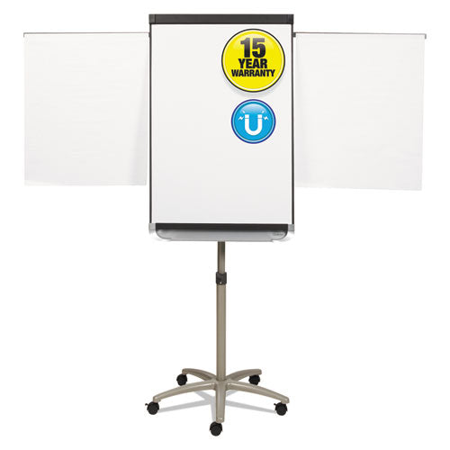 Image of Quartet® Prestige 2 Mobile Presentation Easel with Extendable Easel Pad Arms, 36" x 24", White Surface, Black/Gray Metal/Plastic Frame