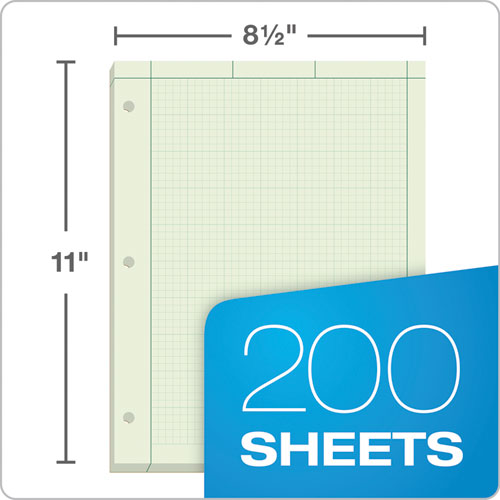 Image of TOPS Engineering Computation Pads, Cross-Section Quadrille Rule (5 Sq/in, 1 Sq/in), Green Cover, 200 Green-Tint 8.5 X 11 Sheets