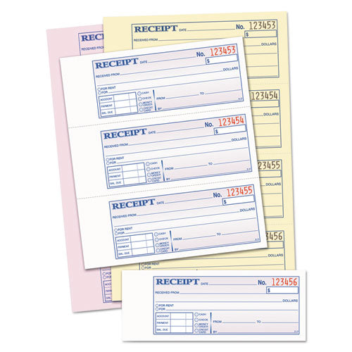 Image of TOPS Money and Rent Receipt Book, Account + Payment Sections, Three-Part Carbonless, 7.13 x 2.75, 4 Forms/Sheet, 100 Forms Total