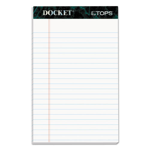 Image of TOPS Docket Ruled Perforated Pads, Narrow Rule, 50 White 5 X 8 Sheets, 12/pack