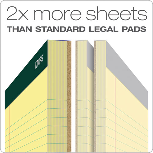 Image of TOPS Double Docket Ruled Pads, Narrow Rule, 100 Canary-Yellow 8.5 X 11.75 Sheets, 6/pack