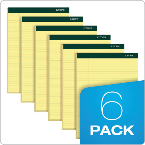 Image of TOPS Double Docket Ruled Pads, Narrow Rule, 100 Canary-Yellow 8.5 X 11.75 Sheets, 6/pack